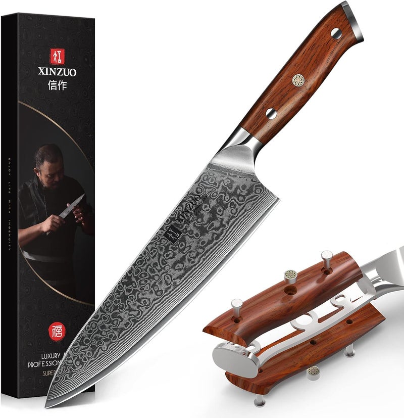 XINZUO Chef Knife 8.3 Inch, VG-10 Super Stainless Steel Gyuto Knife for Professional Chefs and Home Cooking, Ultra Sharp Kitchen Knife with Rosewood Handle - Yu Series - Image 1